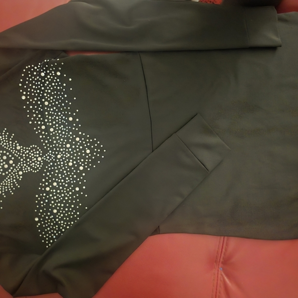 Black Mini Dress with Rhinestone Bow Design - Picture 4 of 6
